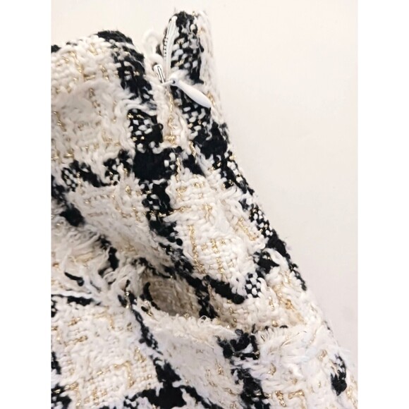 Jealous Tomato Nubby Tweed High Waist Mini Shorts Ivory Blk Gold Threads Sz S - Picture 5 of 6